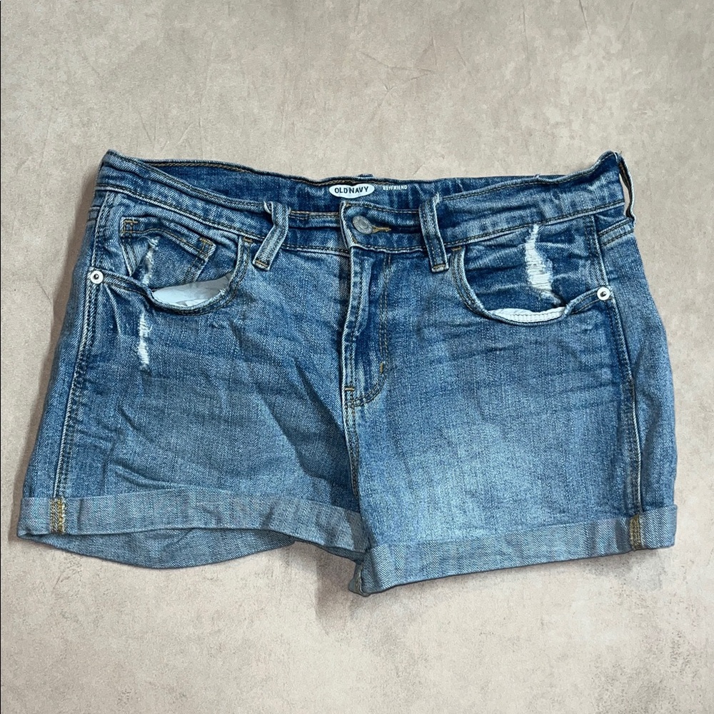Old Navy Boyfriend Women's Distressed Denim Blue Jean Shorts